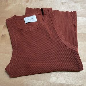 DISSH Rust Ribbed Tank Top
